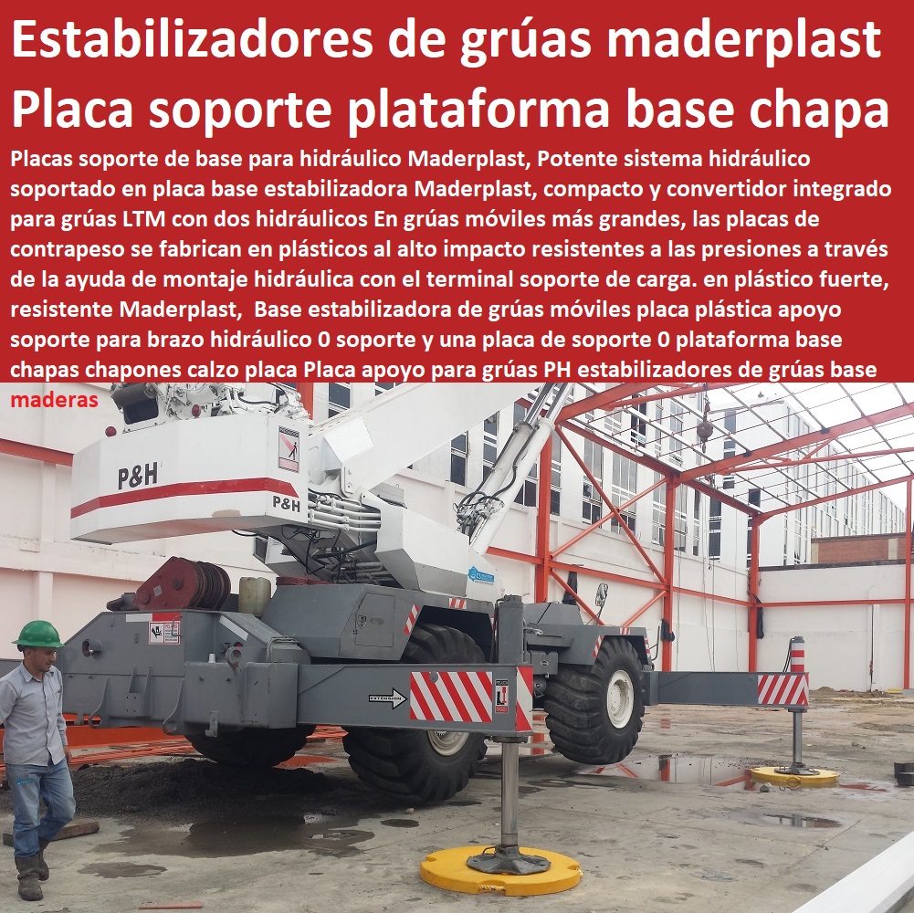 Base estabilizadora de grúas móviles placa plástica apoyo soporte para brazo hidráulico 0 Modernos Desarrollos en Plástico, Novedades y Productos Para Comercializar, Diseño Desarrollo de Productos en Plástico, Proyectos Innovadores en Plástico, Nuevas Tecnologías de Plásticos, Nuevos Productos Maderplast, Novedades Plásticas Maderplast, soporte y una placa de soporte 0 plataforma base chapas chapones calzo placa Placa apoyo para grúas PH estabilizadores de grúas base madera Base estabilizadora de grúas móviles placa plástica apoyo soporte para brazo hidráulico 0 soporte y una placa de soporte 0 plataforma base chapas chapones calzo placa Placa apoyo para grúas PH estabilizadores de grúas base madera